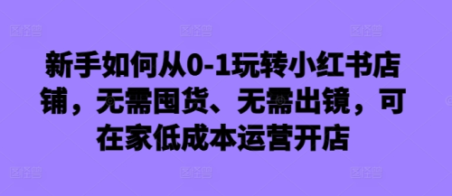 新手如何从0-1玩转小红书店铺,无需囤货、无需出镜,可在家低成本运营开店_拾壹资源网