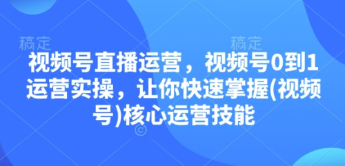 视频号直播运营，视频号0到1运营实操，让你快速掌握(视频号)核心运营技能_拾壹资源网
