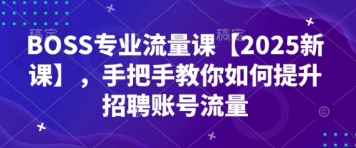 BOSS专业流量课【2025新课】，手把手教你如何提升招聘账号流量_拾壹资源网