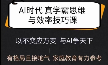 Ai时代真学霸思维与学习方法课,有格局且接地气,家庭教育有力参考_拾壹资源网