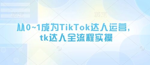 从0~1成为TikTok达人运营，tk达人全流程实操_拾壹资源网