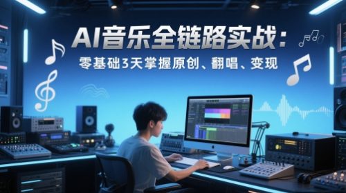 AI音乐全链路实战变现课:零基础3天掌握原创、翻唱、变现_拾壹资源网