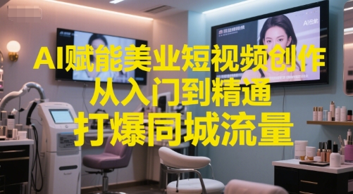 AI赋能美业短视频创作，从入门到精通，打爆同城流量，超级AI工具短视频实操落地_拾壹资源网