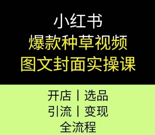 图片[1]_小红书爆款种草视频图文封面实操课，开店、选品、引流、变现全流程