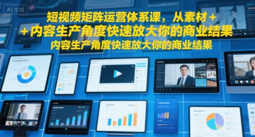 短视频矩阵运营体系课，从素材+内容生产角度快速放大你的商业结果_拾壹资源网