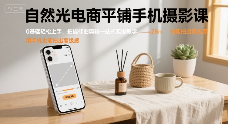 图片[1]_柔妈自然光电商平铺手机摄影课，0基础轻松上手，拍摄修图剪辑一站式实操教学，用手机也能拍出高级感