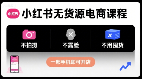 柚柚小红书无货源电商课程,不拍摄不露脸不用囤货,一部手机即可开店_拾壹资源网