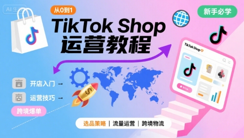 TikTok Shop从0到1运营教程,TikTok跨境电商新手必学课程_拾壹资源网