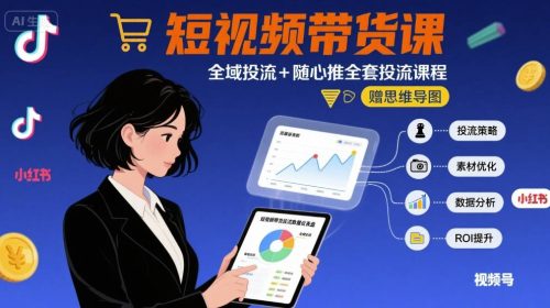 最新短视频带货课，全域投流+随心推全套投流课程+思维导图_拾壹资源网