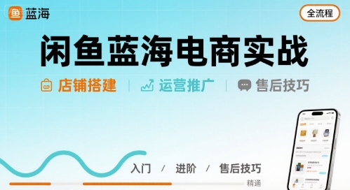 闲鱼蓝海电商实战,店铺搭建运营售后全流程_拾壹资源网