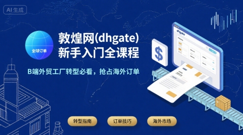 敦煌网(dhgate)新手入门全课程，B端外贸工厂转型必看，抢占海外订单_拾壹资源网