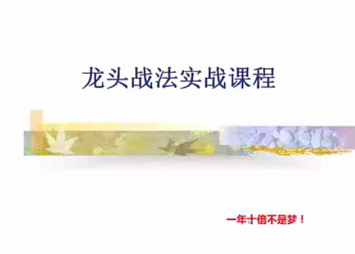 图片[1]_清风主讲游资短线交易内部视频，龙头战法实战课程