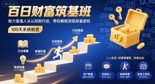 品乔老师·百日财富筑基班，助力普通人从认知到行动，带你解锁顶级财富密码_拾壹资源网