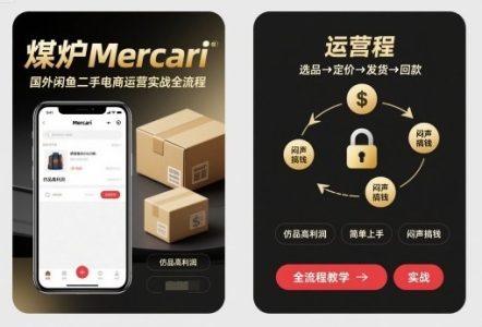 煤炉Mercari国外闲鱼二手电商运营实战全流程，仿品高利润，简单上手，闷声搞钱_拾壹资源网