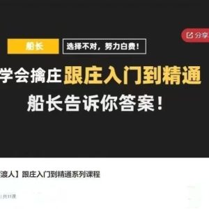 【股海摆渡人】跟庄入门到精通系列课程,船长教你擒庄跟庄_拾壹资源网