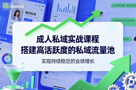 成人私域实战课程,搭建高活跃度的私域流量池,实现持续稳定的业绩增长_拾壹资源网