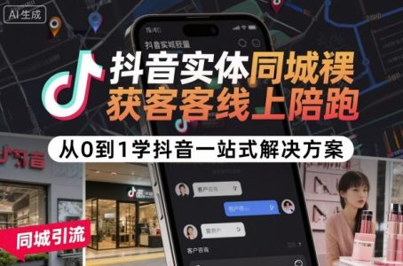 抖音实体同城获客线上陪跑，从0到1学抖音一站式解决方案_拾壹资源网