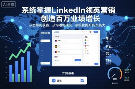 系统掌握LinkedIn领英营销,创造百万业绩增长,从思维到获客,从沟通到成交,系统化提升外贸能力_拾壹资源网