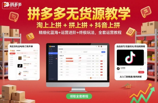 图片[1]_拼多多无货源教学，淘上拼+拼上拼+抖上拼，精细化蓝海+运营进阶+终极玩法，全套运营教程