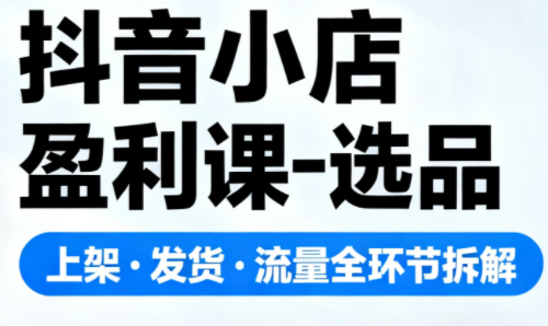 抖音小店盈利课-选品-上架-发货-流量全环节拆解，手把手教你搞定抖店运营_拾壹资源网