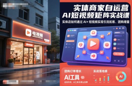 实体商家自运营AI短视频矩阵实战课，实体店如何通过AI+短视频实现引流拓客、团购增量_拾壹资源网