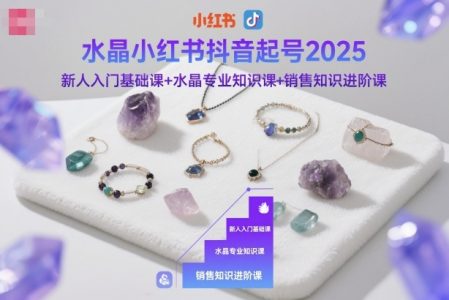 水晶小红书抖音起号2025，新人入门基础课+水晶专业知识课+销售知识进阶课_拾壹资源网