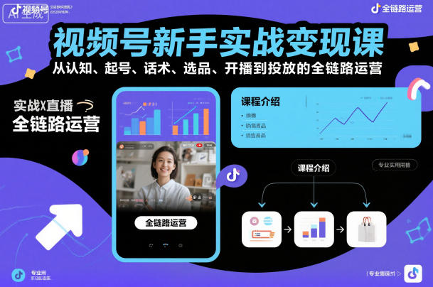 图片[1]_视频号新手实战变现课，从认知、起号、话术、选品、开播到投放的全链路运营