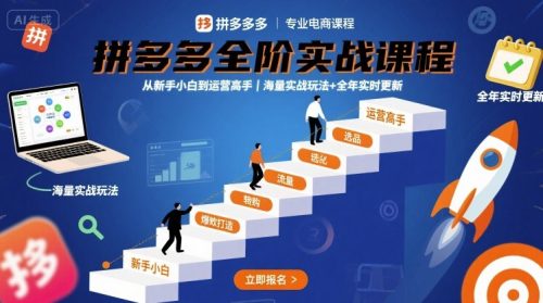 大炮·拼多多全阶实战课程，从新手小白到运营高手，海量实战玩法+全年实时更新【2025年10月更新】_拾壹资源网