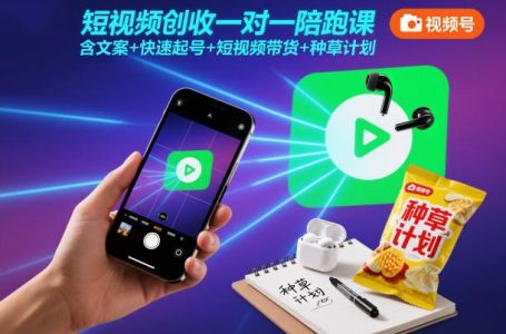 短视频创收一对一陪跑课，含文案+快速起号+短视频带货+种草计划_拾壹资源网