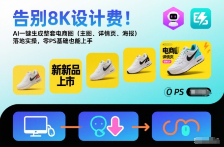 告别8K设计费！AI一键生成整套电商图（主图、详情页、海报）落地实操，零PS基础也能上手_拾壹资源网