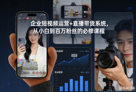 企业短视频运营+直播带货系统,从小白到百万粉丝的必修课程_拾壹资源网