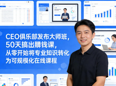 CEO俱乐部发布大师班,50天搞出賺钱课,从零开始将专业知识转化为可规模化在线课程_拾壹资源网