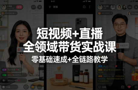 短视频+直播全领域带货实战课，零基础速成+全链路教学_拾壹资源网