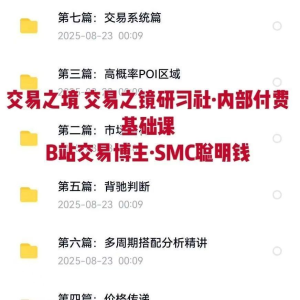 交易之境订单流精讲 交易之镜研习社 内部付费基础课 B站交易博主 SMC聪明钱_拾壹资源网