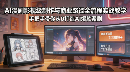 AI漫剧影视级制作与商业路径全流程实战教学，手带你从0打造AI爆款漫剧_拾壹资源网