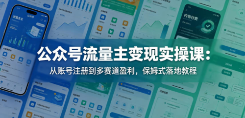 公众号流量主变现实操课:从账号注册到多赛道盈利,保姆式落地教程_拾壹资源网
