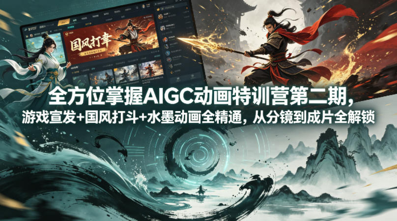 图片[1]_全方位掌握AIGC动画特训营第二期，游戏宣发+国风打斗+水墨动画全精通，从分镜到成片全解锁