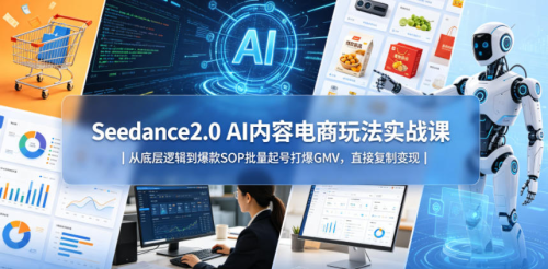 Seedance2.0 AI内容电商玩法实战课｜从底层逻辑到爆款SOP批量起号打爆GMV，直接复制变现_拾壹资源网
