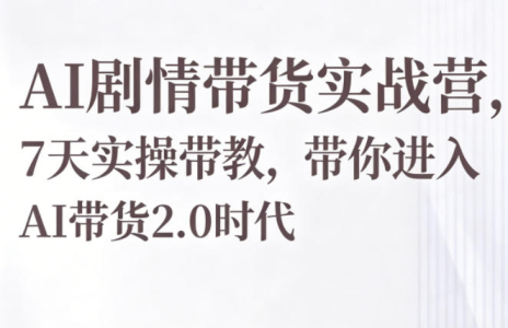 AI剧情带货实战营，7天实操带教，带你进入AI带货2.0时代_拾壹资源网