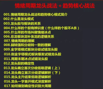 龙头战法龙头狙击手情绪周期龙头战法和趋势核心22课视频_拾壹资源网