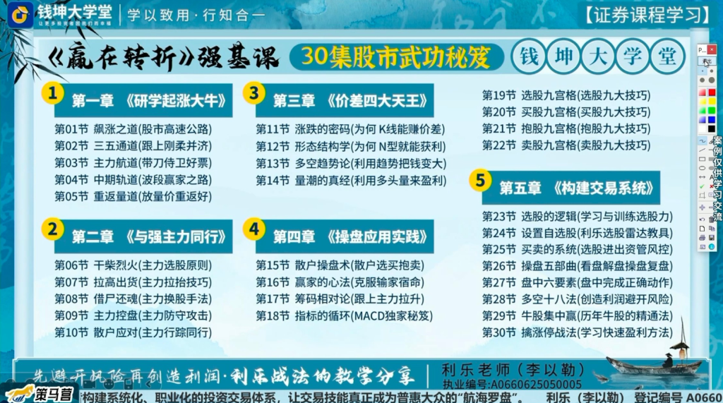 图片[1]_钱坤利乐老师《赢在转折》强基课30集股市武功秘笈+指标资料