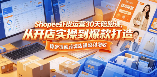 Shopee虾皮运营30天陪跑课，从开店实操到爆款打造，稳步撬动跨境店铺盈利增收_拾壹资源网
