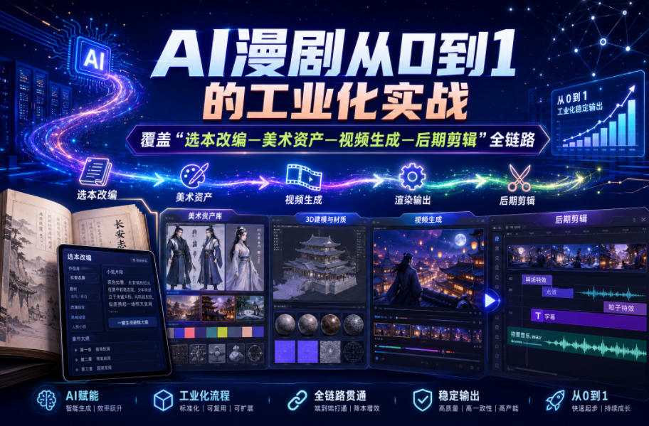 图片[1]_AI漫剧从0到1的工业化实战，覆盖“选本改编—美术资产—视频生成—后期剪辑”全链路（更新6月）