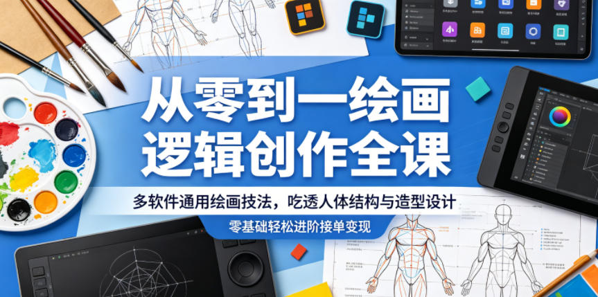 图片[1]_从零到一绘画逻辑创作全课，多软件通用绘画技法，吃透人体结构与造型设计，零基础轻松进阶接单变现