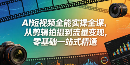 AI短视频全能实操全课，从剪辑拍摄到流量变现，零基础一站式精通_拾壹资源网