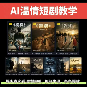 抖音58W粉丝博主的AI温情短剧玩法，条条爆款，伙伴计划+精选独家收益，商单收徒等_拾壹资源网