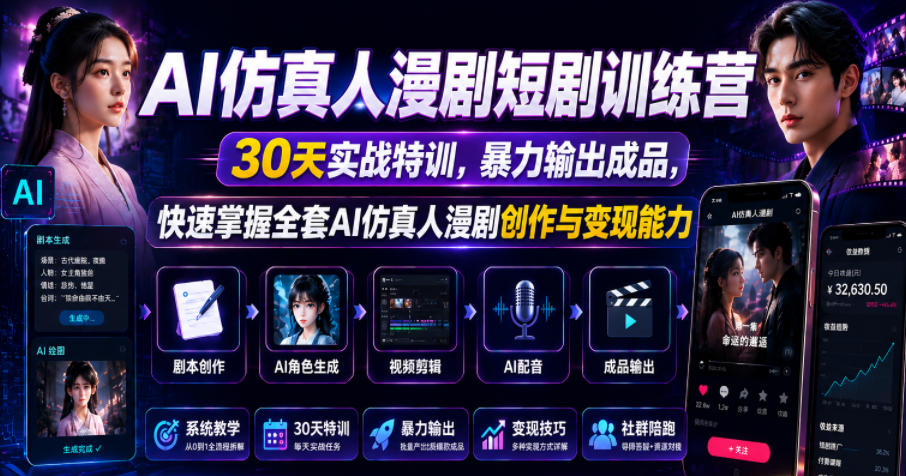图片[1]_AI仿真人漫剧短剧训练营，30天实战特训，暴力输出成品，快速掌握全套AI仿真人漫剧创作与变现能力