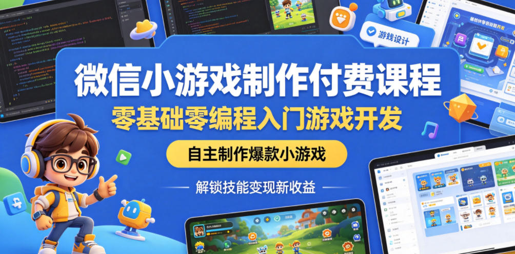 图片[1]_微信小游戏制作付费课程，零基础零编程入门游戏开发，自主制作爆款小游戏，解锁技能变现新收益