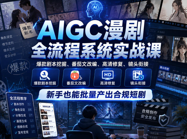 图片[1]_AIGC漫剧全流程系统实战课，爆款剧本挖掘、番茄文改编、高清修复、镜头衔接，新手也能批量产出合规短剧
