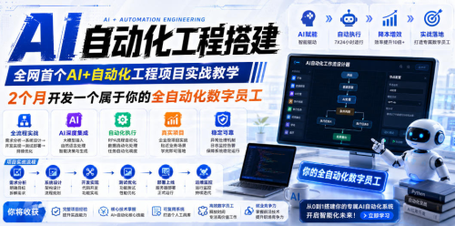 AI自动化工程搭建，全网首个Al+自动化工程项目实战教学，2个月开发一个属于你的全自动化数字员工，从0到1全栈实战_拾壹资源网